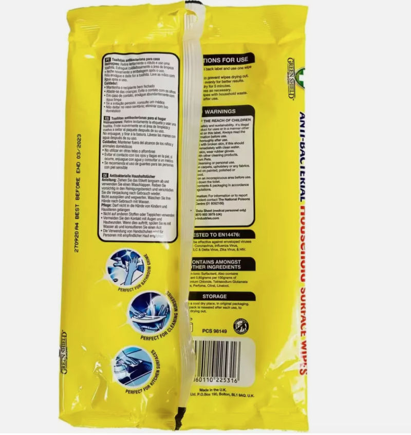 Anti Bacterial Household Surface Wipes 250 XL Wipes - Image 2